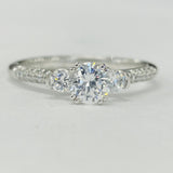 Romance #118168-040S 3-Stone Semi-Mount Diamond Engagement Ring in 14K White Gold (1/3 CTW)