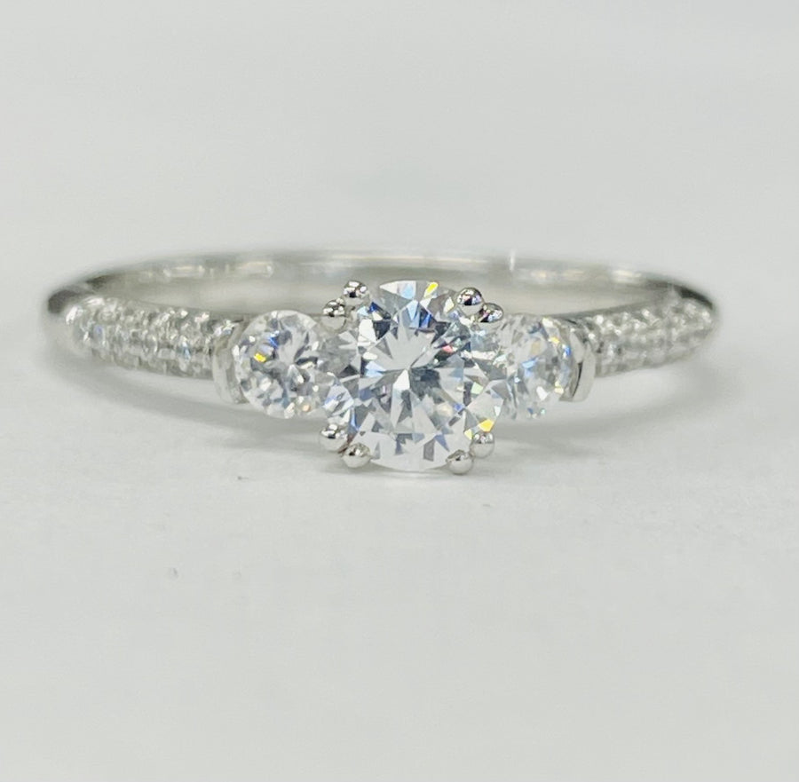 Romance - Three Stone Pave Accented Setting