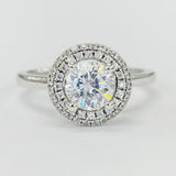 Romance - Double Row Pave Diamond Halo Solitare Setting
