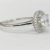 Romance - Double Row Pave Diamond Halo Solitare Setting