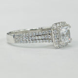 Romance - Triple Row Pave Shank Halo Diamond Setting