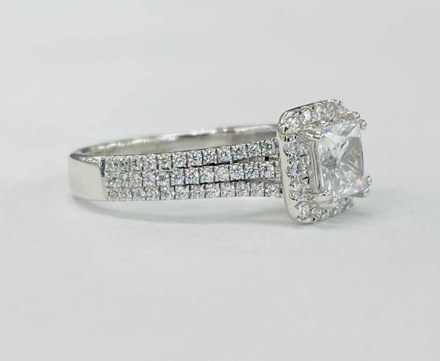 Romance - Triple Row Pave Shank Halo Diamond Setting