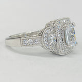 Romance - Three Stone Detailed Halo Diamond Setting