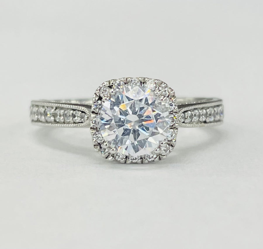 Romance - Vintage Inspired Tapered Diamond Halo Setting
