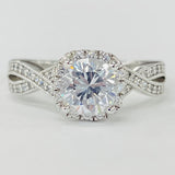 Romance - White Gold Braided Twist Diamond Halo Setting