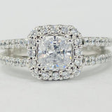 Romance - Modern Split Shank Halo Diamond Setting