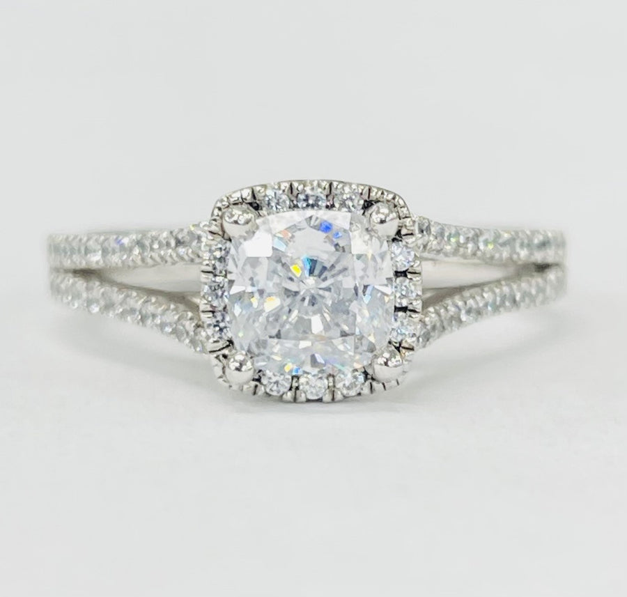 Romance - Cathedral Split Shank Halo Diamond Setting