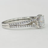 Romance #117074-100 Split Shank Halo Semi-Mount Diamond Engagement Ring in 14K White Gold