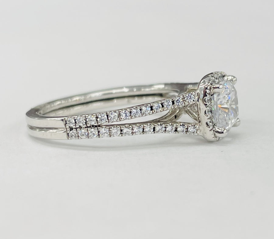 Romance - Cathedral Split Shank Halo Diamond Setting