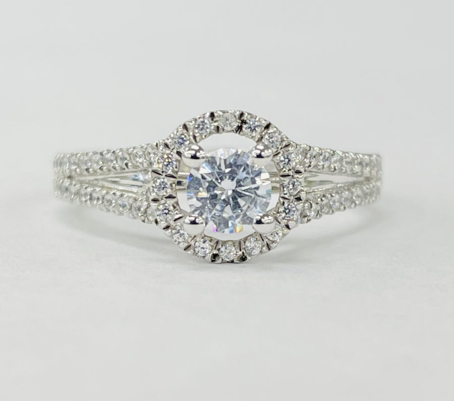 Romance White Gold Split Shank Halo Semi-Mount