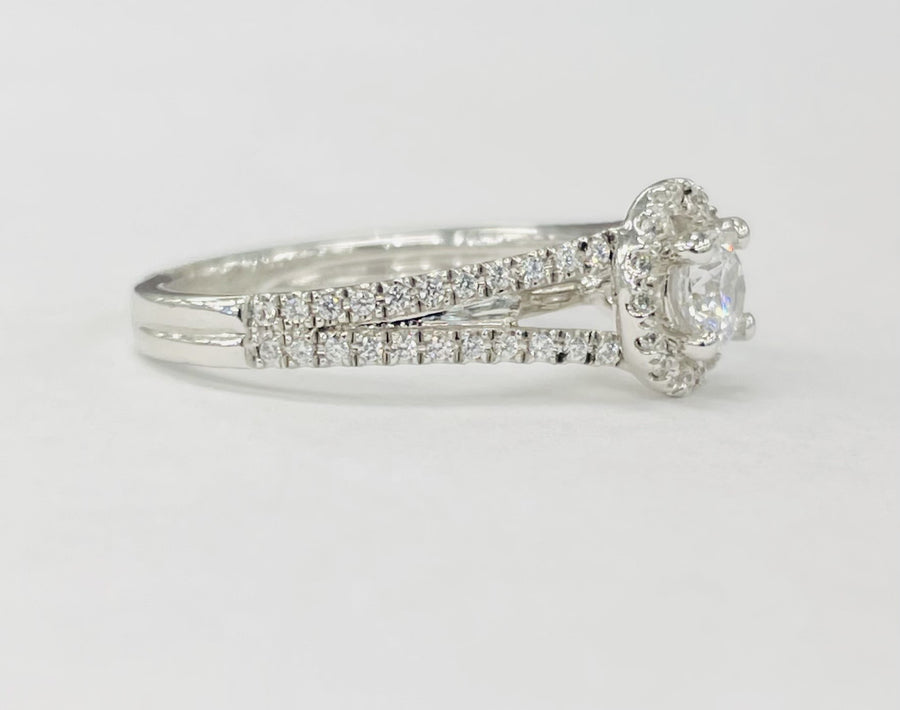 Romance White Gold Split Shank Halo Semi-Mount