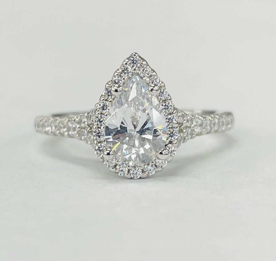 Romance - Pear Halo Diamond Accented Setting