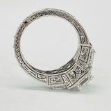 Romance - Detailed Three Stone Halo Vintage Inspired Setting