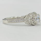 Romance - Simple Three Stone Halo Diamond Setting