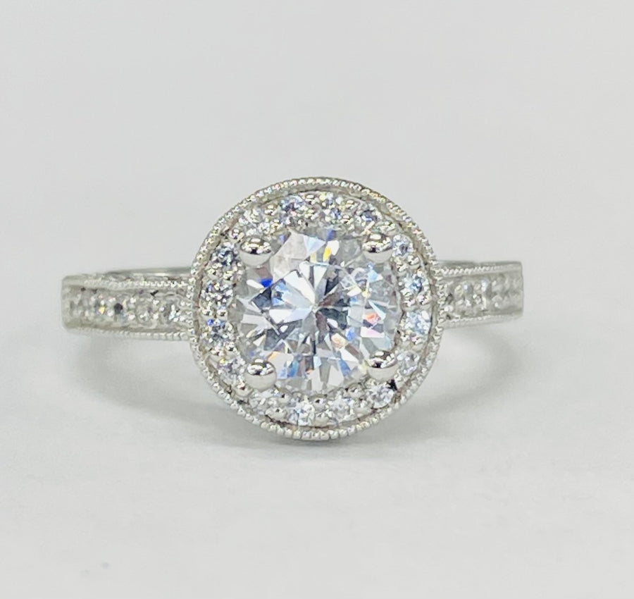 Romance - Pave Diamond Halo And Shank Setting