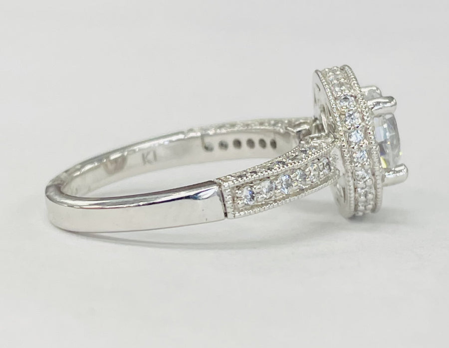 Romance - Pave Diamond Halo And Shank Setting