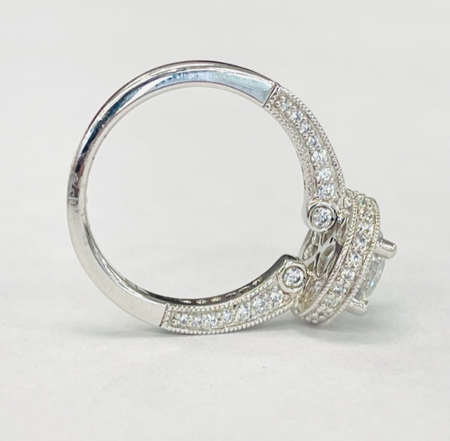 Romance - Pave Diamond Halo And Shank Setting