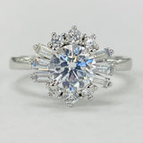 Romance - Elegant Baghuette And Round Halo Setting