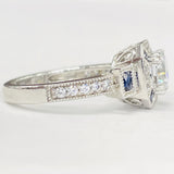 Romance - Vintage Inspired Halo Sapphire And Diamond Setting