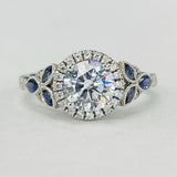 Romance - Floral Nature Diamond And Sapphire Halo Setting