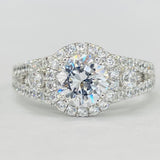 Romance - Three Stone Detailed Daimond Setting With Halo