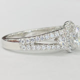 Romance - Three Stone Detailed Daimond Setting With Halo