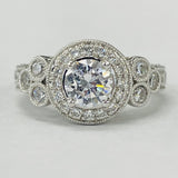 Romance - Detailed Vintage Inspired Halo Diamond Setting