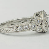 Romance - Detailed Vintage Inspired Halo Diamond Setting