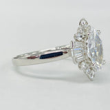 Romance - Elegant Baghuette And Round Halo Diamond Setting