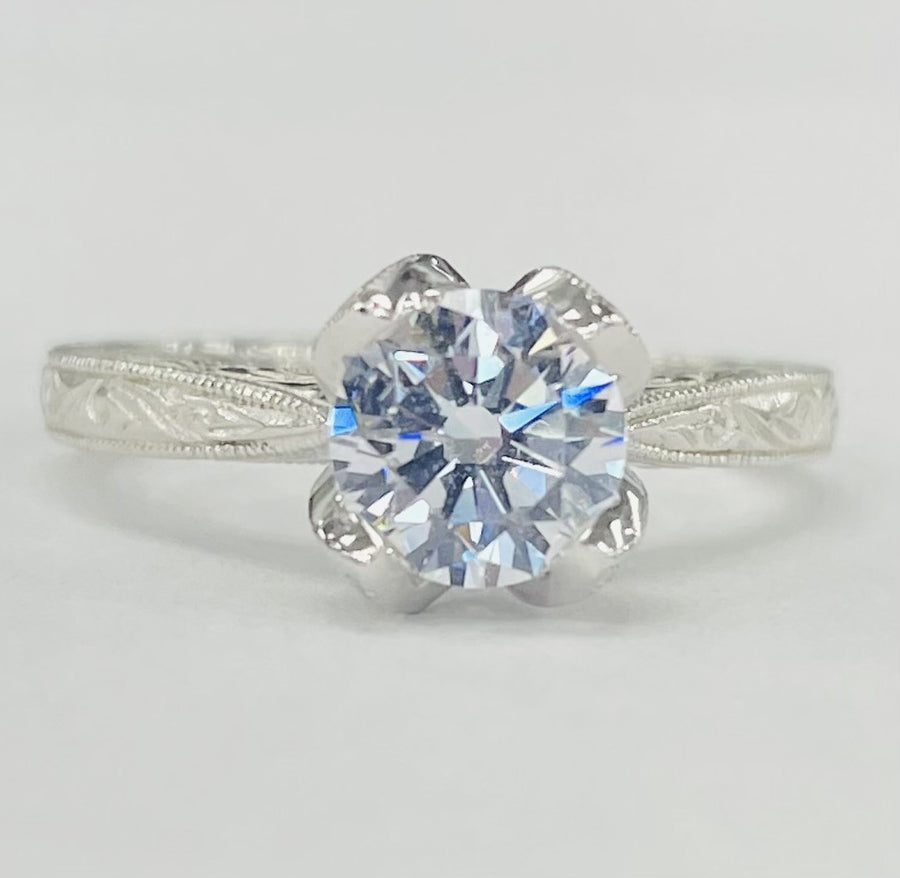Noam Carver - Vintage Inspired Floral Solitare Setting