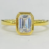Noam Carver B095-03A Bezel-Set Emerald Cut Engagement Ring – Customizable in 14K/18K Gold or Platinum
