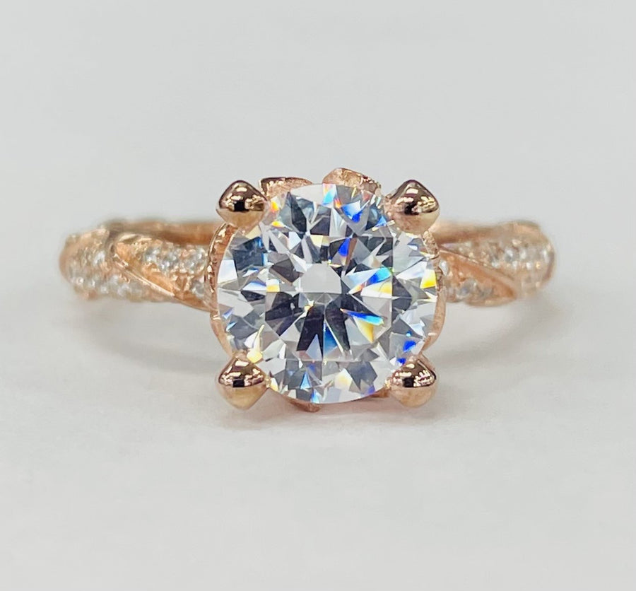 Noam Carver - The Rose B081-02A Floral Sidestone Diamond Engagement Ring