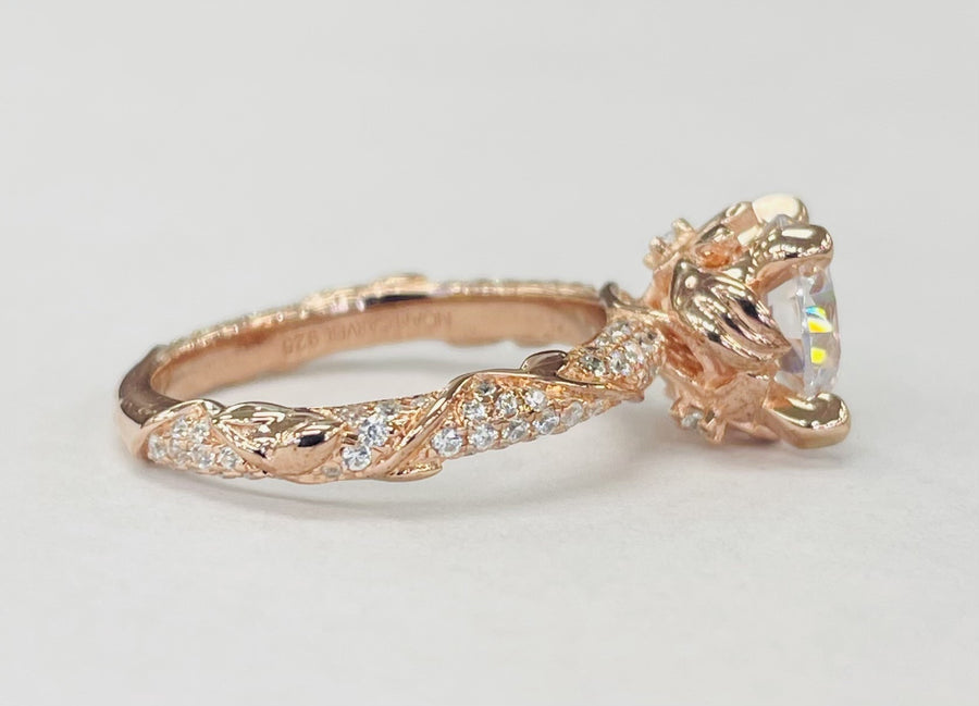Noam Carver - The Rose B081-02A Floral Sidestone Diamond Engagement Ring