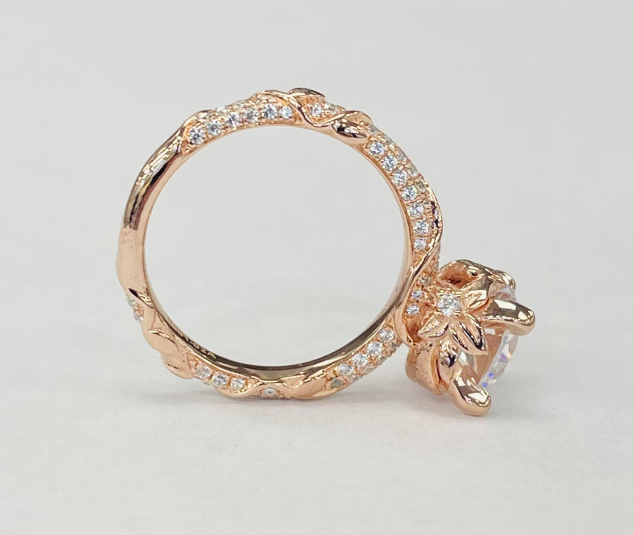 Noam Carver - The Rose B081-02A Floral Sidestone Diamond Engagement Ring
