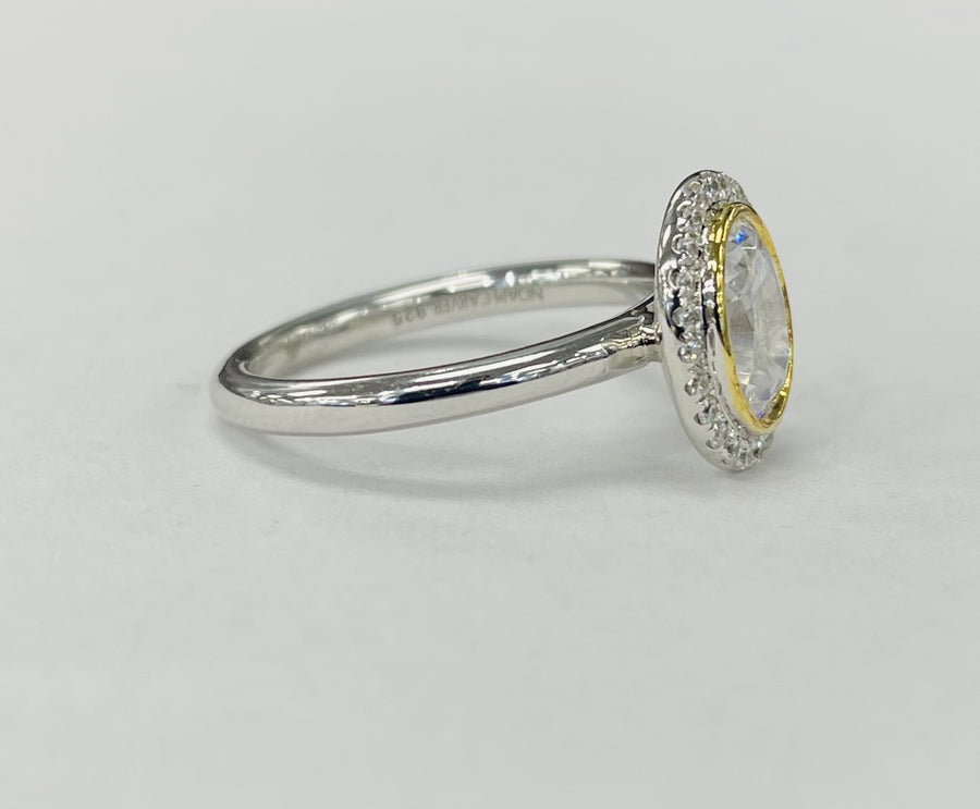 Noam Carver R057-02A Bezel-Set Oval Halo Diamond Engagement Ring