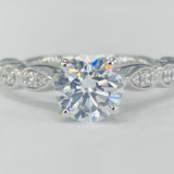 Noam Carver B204-01A – Scalloped Cathedral Diamond Engagement Ring, 14K/18K Gold or Platinum