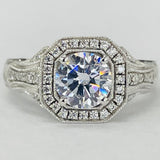 Noam Carver B079-01A – Vintage Inspired Statement Diamond Engagement Ring, 14K/18K Gold or Platinum