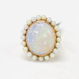 Vintage Opal An Pearl Seed Halo Rose Gold Ring