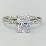 Noam Carver B354-01A – Oval Hidden Halo Diamond Engagement Ring, 14K White Gold with Pavé Accents