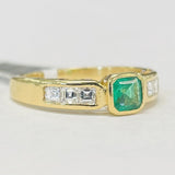Vintage Asher Cut Emerald And Diamond Ring