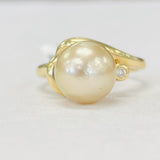 Yellow Gold South Sea Pearl An Diamond Ring