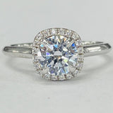 Noam Carver B096-05A – Cushion Halo Solitaire Engagement Ring, 14K/18K Gold or Platinum