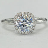 Noam Carver B096-05A – Cushion Halo Solitaire Engagement Ring, 14K/18K Gold or Platinum