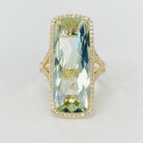 Bellarri - Statement Green Amethyst Diamond Halo Ring