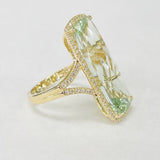 Bellarri - Statement Green Amethyst Diamond Halo Ring