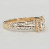 Rose Gold Halo Split Shank Diamond Ring
