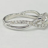 White Gold Halo Twist Shank Diamond Ring