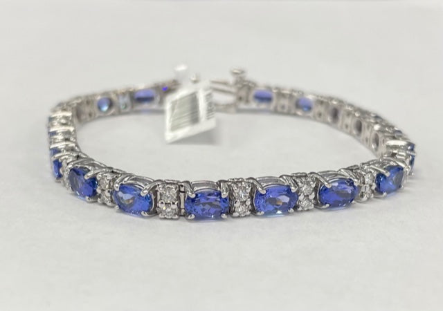 18KT White Gold Daimond & Tanzanite Bracelet