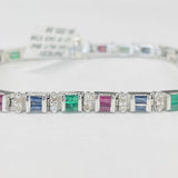 White Gold Gemstone And Diamond Bracelet
