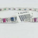 White Gold Gemstone And Diamond Bracelet